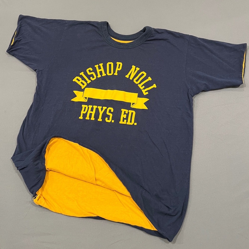 Vintage Phys Ed Reversible T-Shirt Navy Gold Double Face Tee